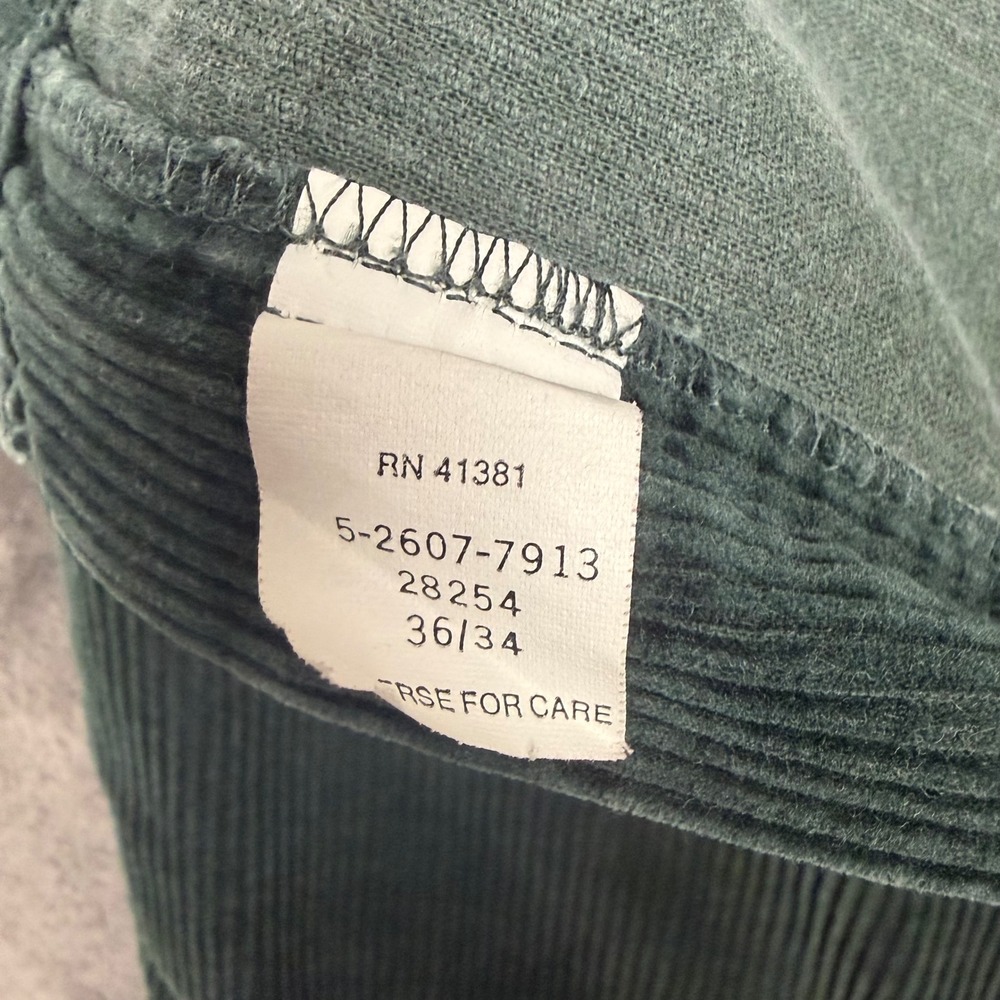 Vintage Polo Ralph Lauren Pants Mens 34 Green Polo Cords Pleated Corduroy 34x32 - Picture 7 of 9
